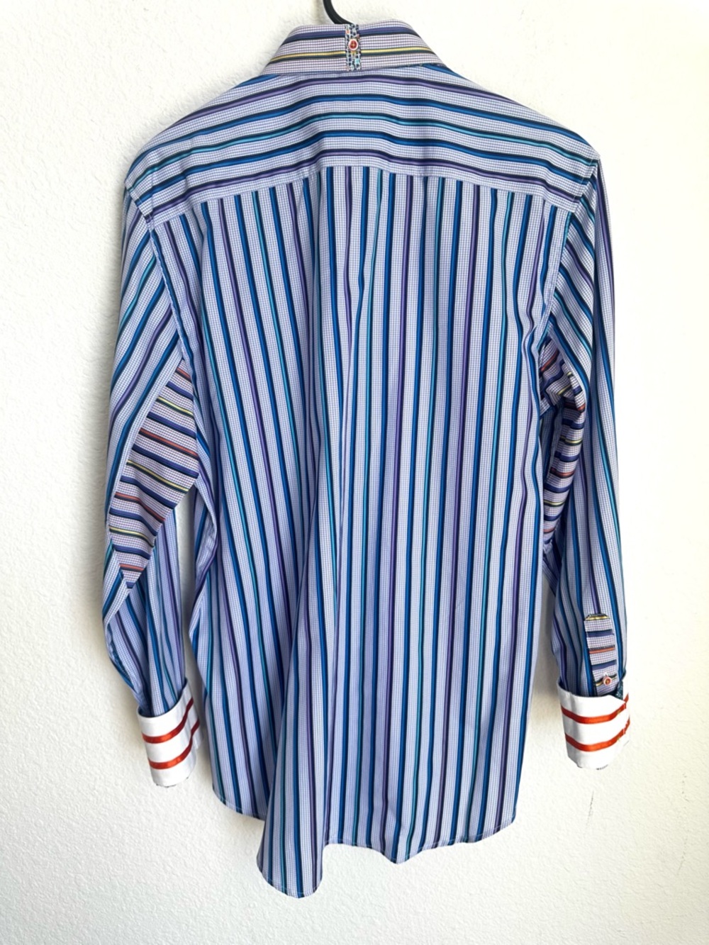 NWT Robert Graham Blue Striped casual Button Down Costa Rica size medium - Picture 11 of 13
